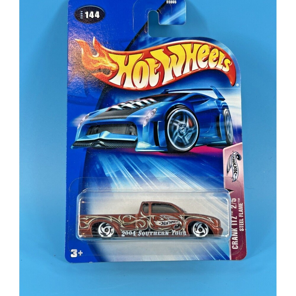 2004 Hot Wheels #144 Crank Itz Series 2/4 STEEL FLAME Brown w/White SB Spokes